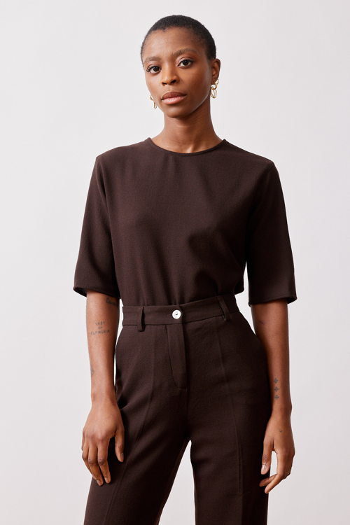 Mardi editions - SS23 - Top Daphne Crepe de laine Chocolat (150€) (2)