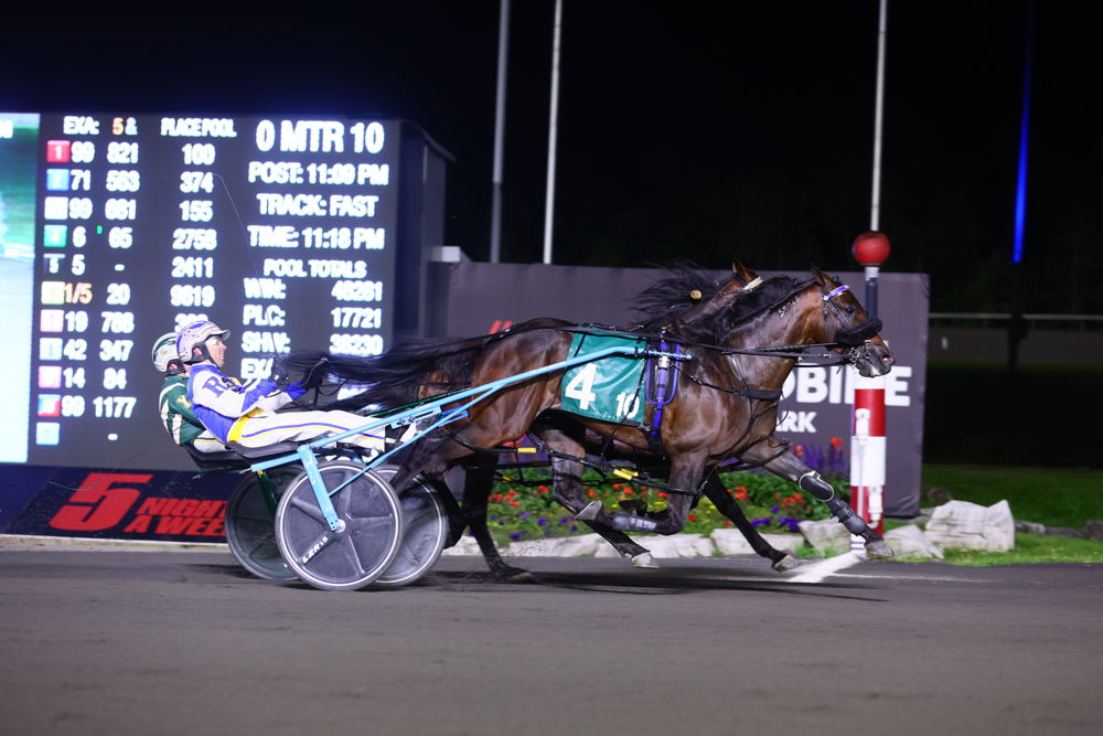 Tattoo Artist and Louis-Philippe Roy winning the 2023 Canadian Pacing Derby on September 2, 2023 at Woodbine Mohawk Park (New Image Media)