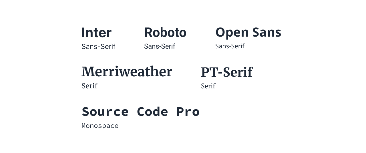Bea Theme's curated typeface list.