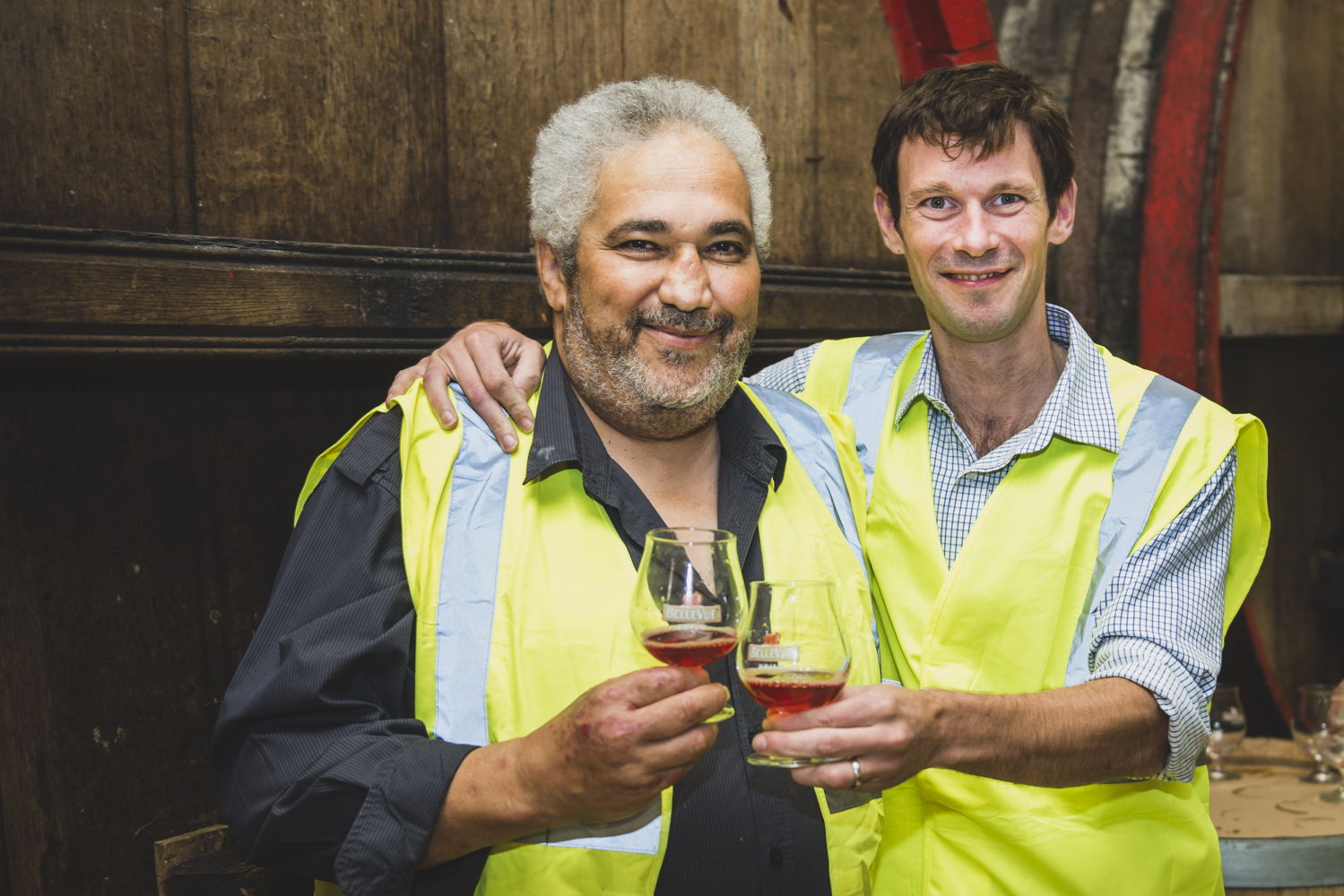 Brouwmeester Fouad Krouchi & Olivier Declercq, plant manager van de Belle-Vue brouwerij