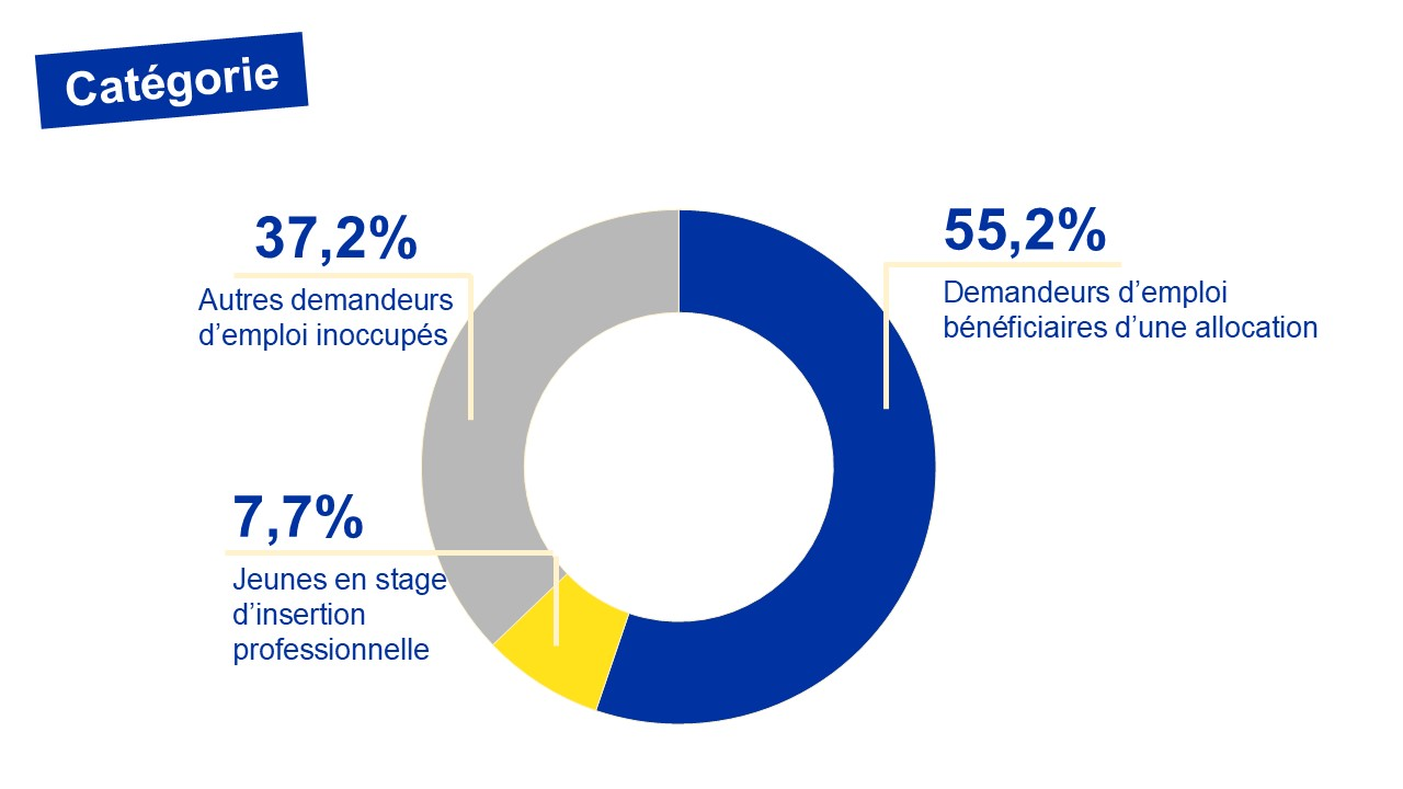 Répartition des chercheurs d'emploi bruxellois par catégorie - 01/2025