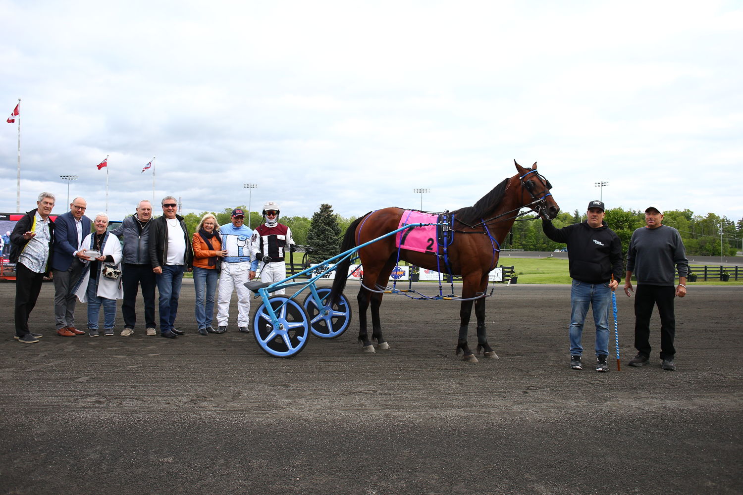 Prince Hal Hanover and connections after winning the Somebeachsomewhere (Division 1) (Grade 3) on May 31, 2025 at Woodbine Mohawk Park (New Image Media)