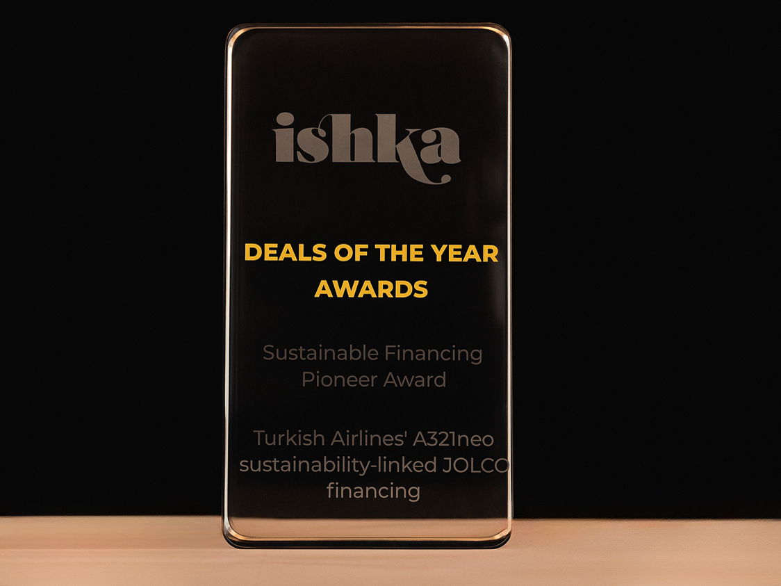 Turkish Airlines recibe el «Premio al Pionero en Financiación Sostenible» de Ishka por su innovadora estructura de préstamo vinculada a la sostenibilidad para dos aviones Airbus A321neo