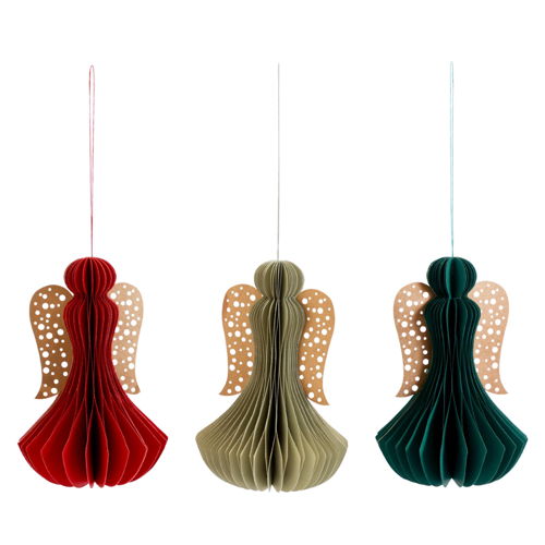 HOME 3 Pack Paper Angel Hanging Decorations, 141278479, £8