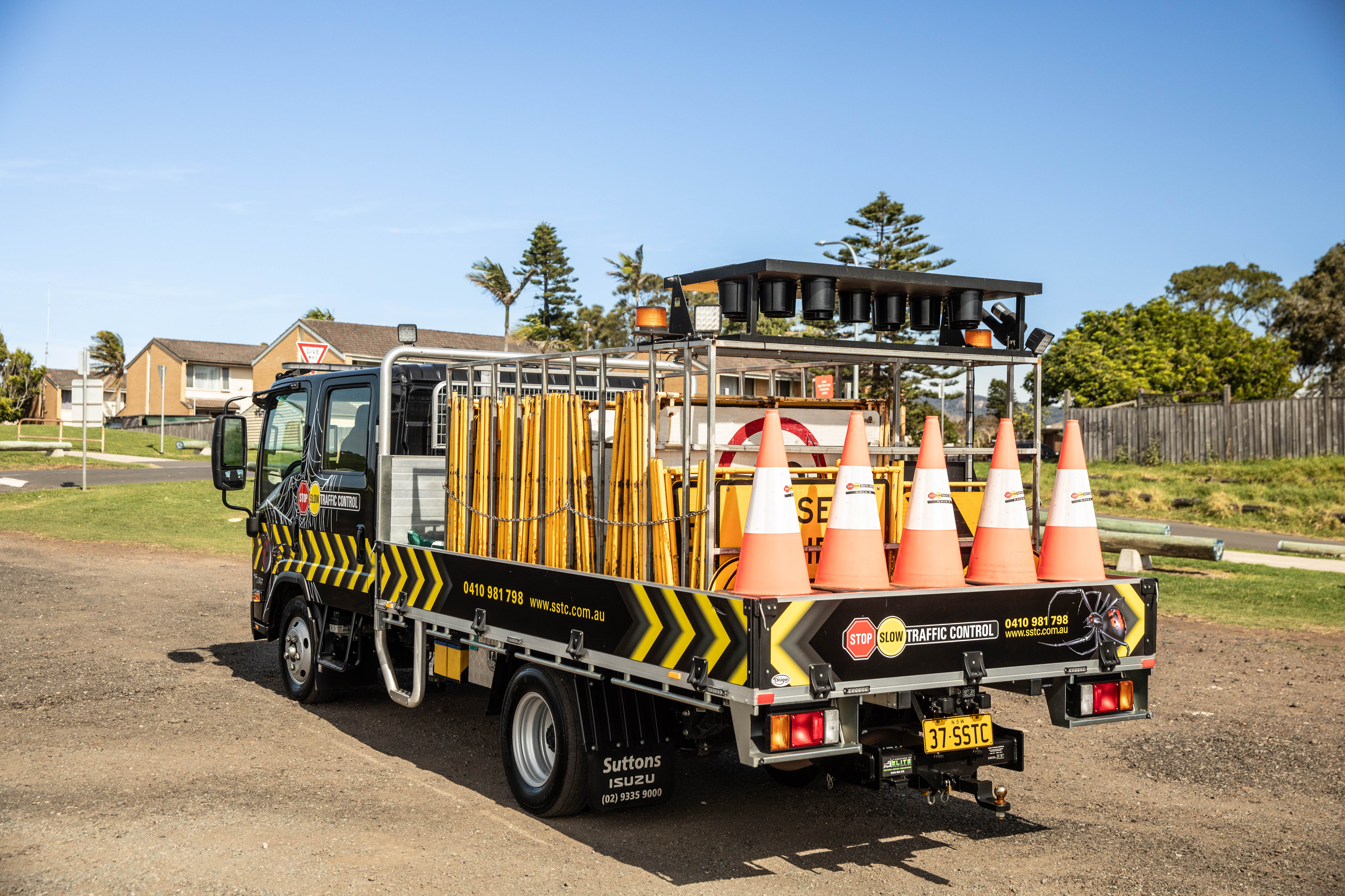 Stop Slow Traffic Control's sign cages fit directly onto the Traypack