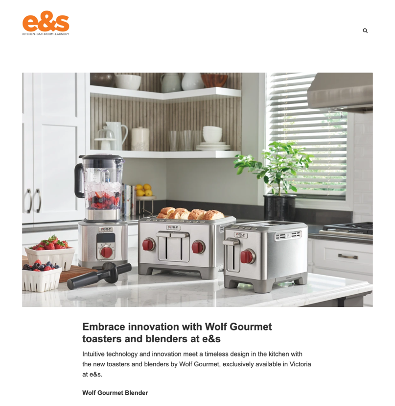 Embrace innovation with Wolf Gourmet toasters and blenders at e&s