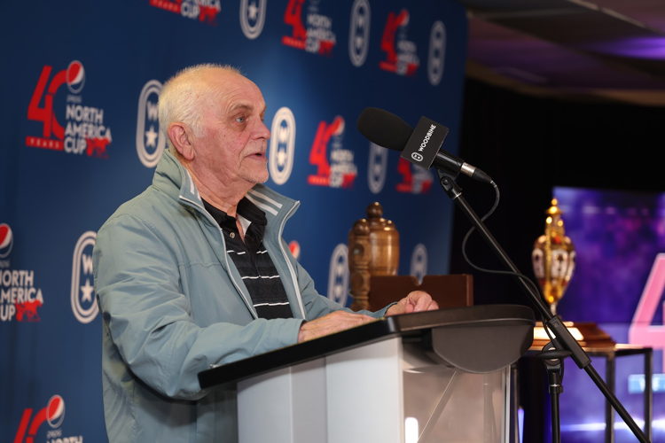 Bill O’Donnell addressing the audience at the Pepsi North America Cup Draw on June 13, 2023 (New Image Media) Bill O’Donnell addressing the audience at the Pepsi North America Cup Draw on June 13, 2023 (New Image Media)