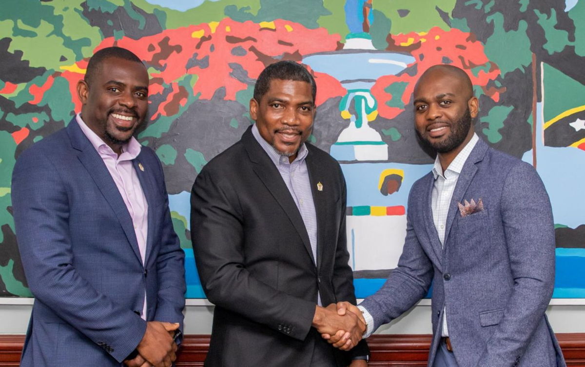L-R: Minister of Sports Hon. Samal Duggins, Prime Minister St. Kitts & Nevis Hon. Dr. Terrance Drew and CWI President Dr. Kishore Shallow