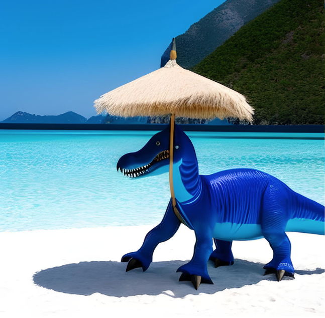 Using Canva AI, I inserted the prompt for a dinosaur on a beach