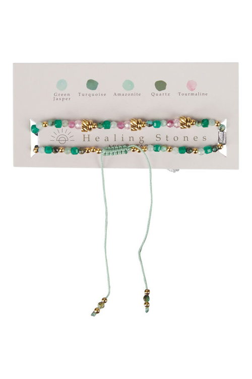 Juttu Muja Juma Armband With Mixed Gemstones And Three Golden Bea €25 Juttu Muja Juma Armband With Mixed Gemstones And Three Golden Bea €25