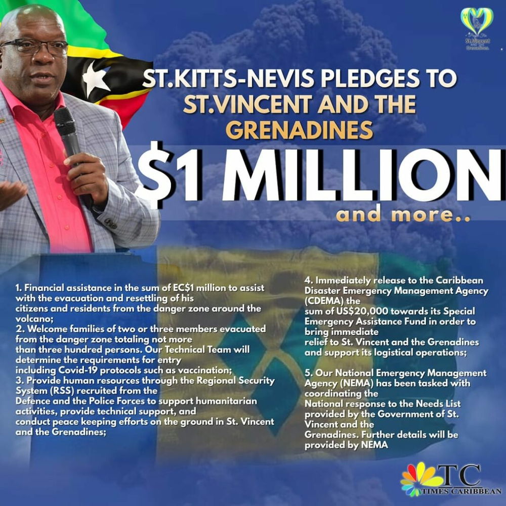St. Kitts and Nevis pledges assistance to St. Vincent and the Grenadines