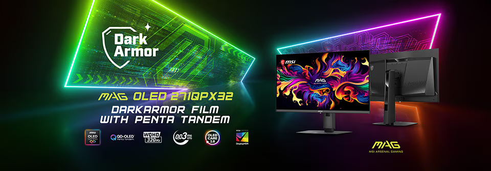 MSI präsentiert den MAG OLED 271QPX32: Weltweit erster 27"-WQHD-Gaming-Monitor mit 5-Layer-QD-OLED-Penta-Tandem™-Technologie von Samsung Display