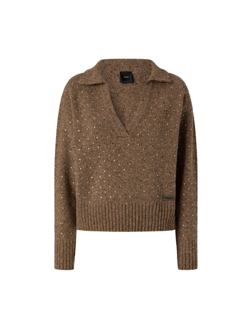 PINKO FW25 NIBANI POLO BOUCLE BOTTONATO FULL STRASS EUR365