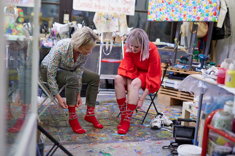 Prinses Delphine van Saksen-Coburg & Demi De Ceulaerde © #mucosocks Mucovereniging Prinses Delphine van Saksen-Coburg & Demi De Ceulaerde © #mucosocks Mucovereniging
