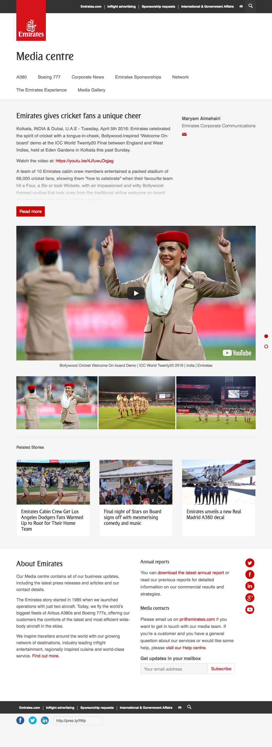 Emirates gives cricket fans a unique cheer