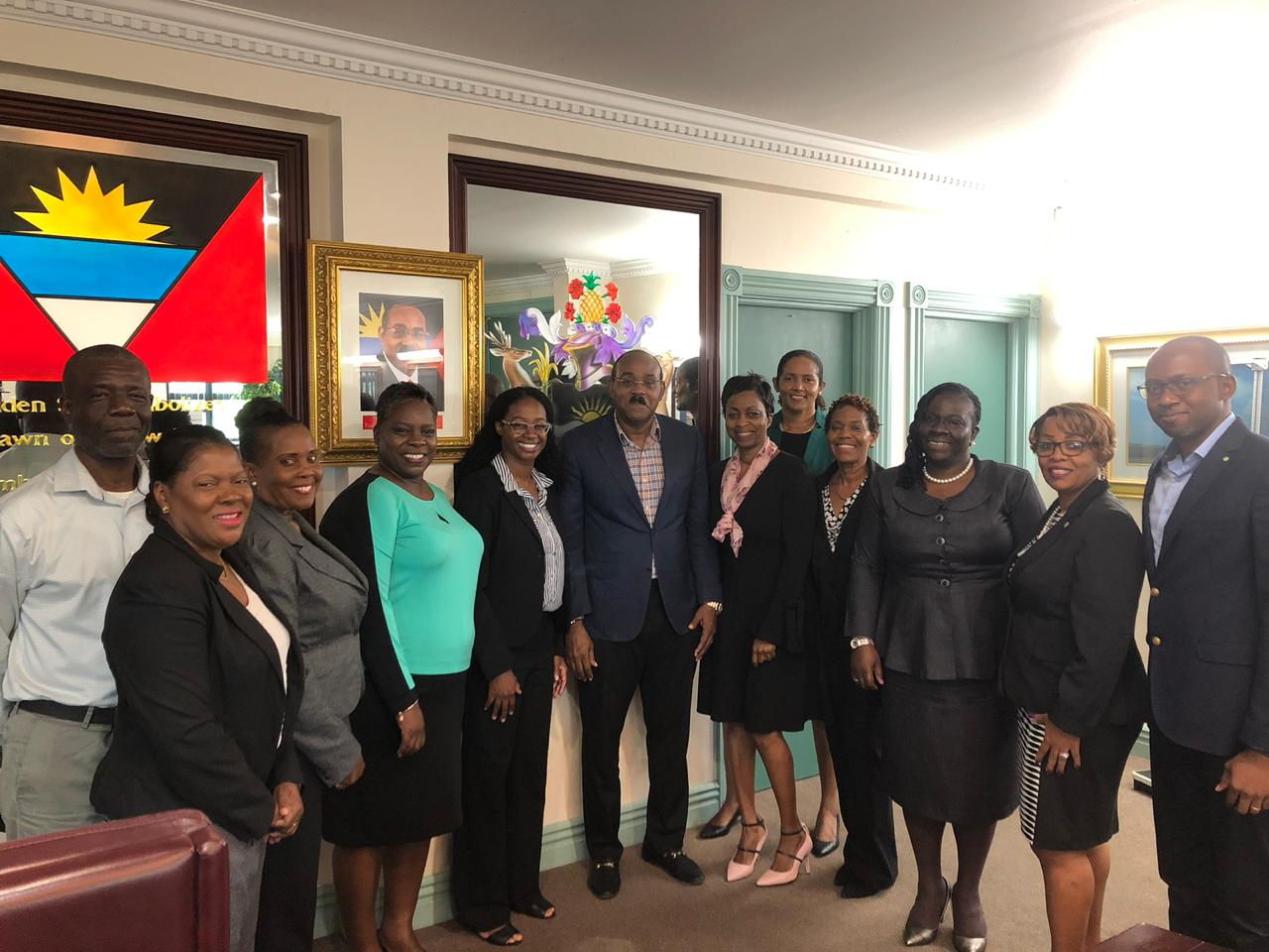 Participants of the High Level Meeting and Antigua and Barbuda's Prime Minister.