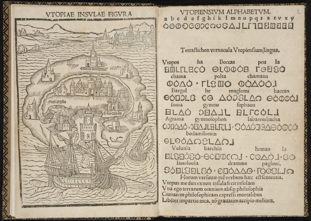 À la recherche d'Utopia © Thomas More, Libellus de … insula Utopia, Leuven - Dirk Martens , 1516, Bibliothèque royale de Belgique.