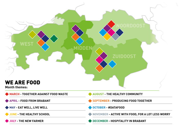 Overview map We Are Food Innovation programme Noord-Brabant European Region of Gastronomy 2018. Source Agri Food Capital Overview map We Are Food Innovation programme Noord-Brabant European Region of Gastronomy 2018. Source Agri Food Capital