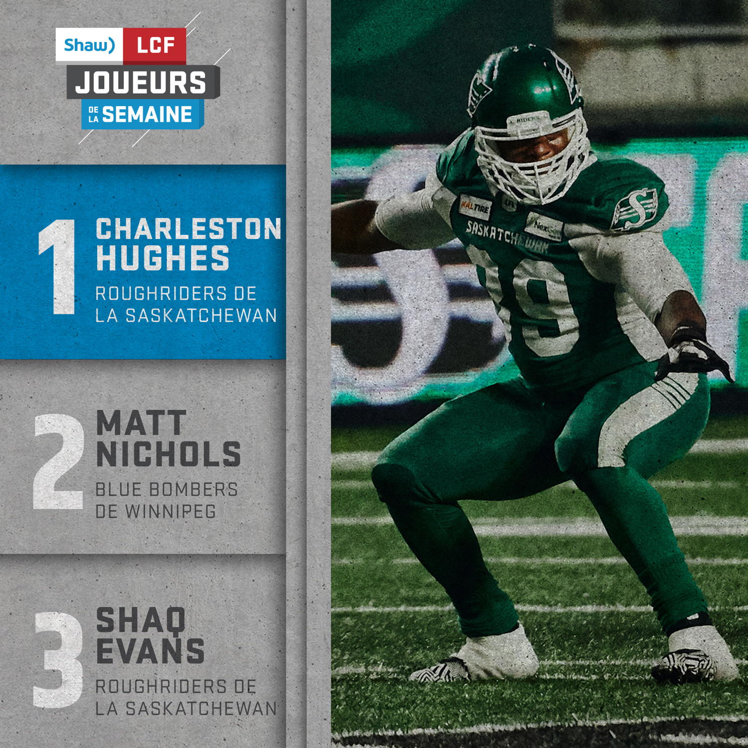 Joueurs de la semaine, présentés par Shaw – Semaine 6