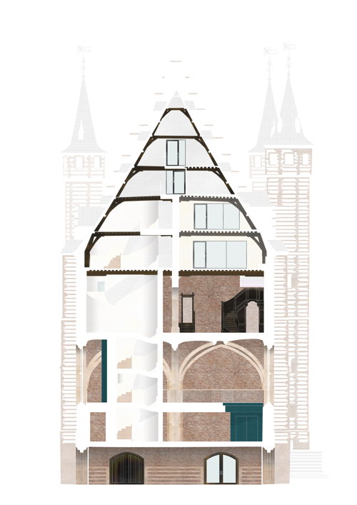 Snede vernieuwd Vleeshuis ©Origin Architecture & Engineering i.s.m. FVWW Architecten