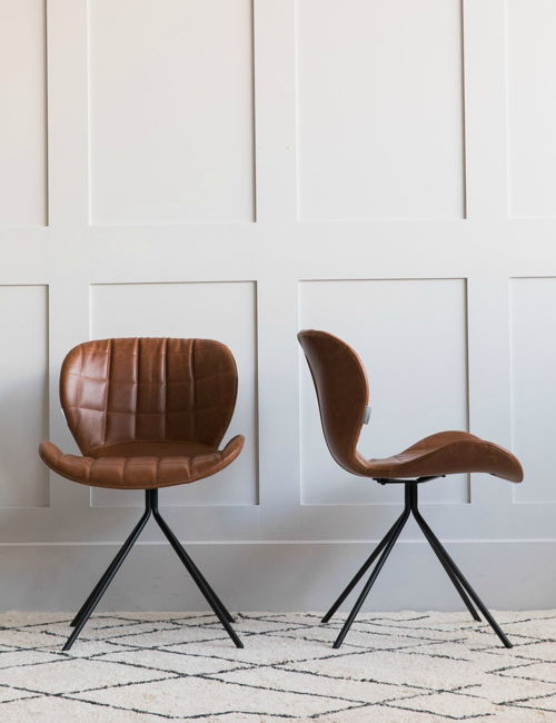 
Brown Leather-Look Dining Chair