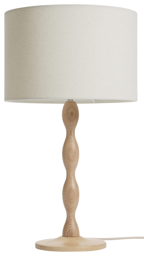 Habitat Bobbin 55cm Wood Table Lamp - Natural & Cream, £45