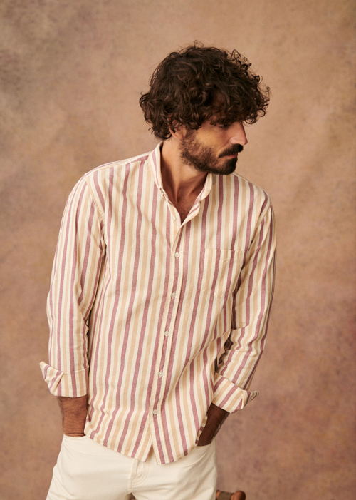 Octobre Editions - Pré commande _ Chemise Charlie Oxford Rayures Rouille écru beige