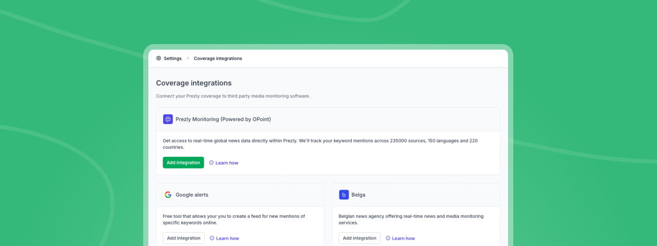 Connect your media coverage tracking tool to Prezly