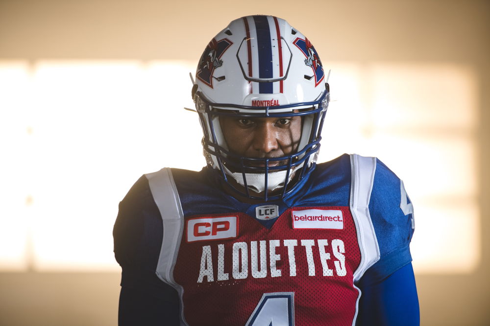 A new look for Darian Durant. Photo credit: Johany Jutras/CFL 