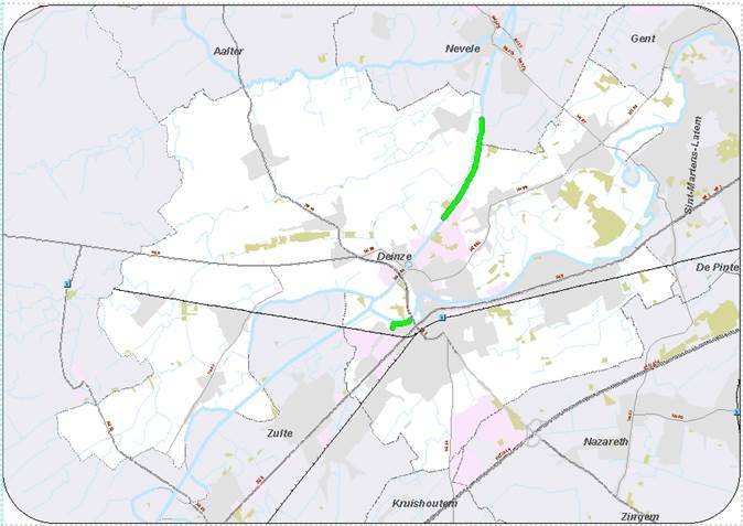 Situering fietspaden in Deinze