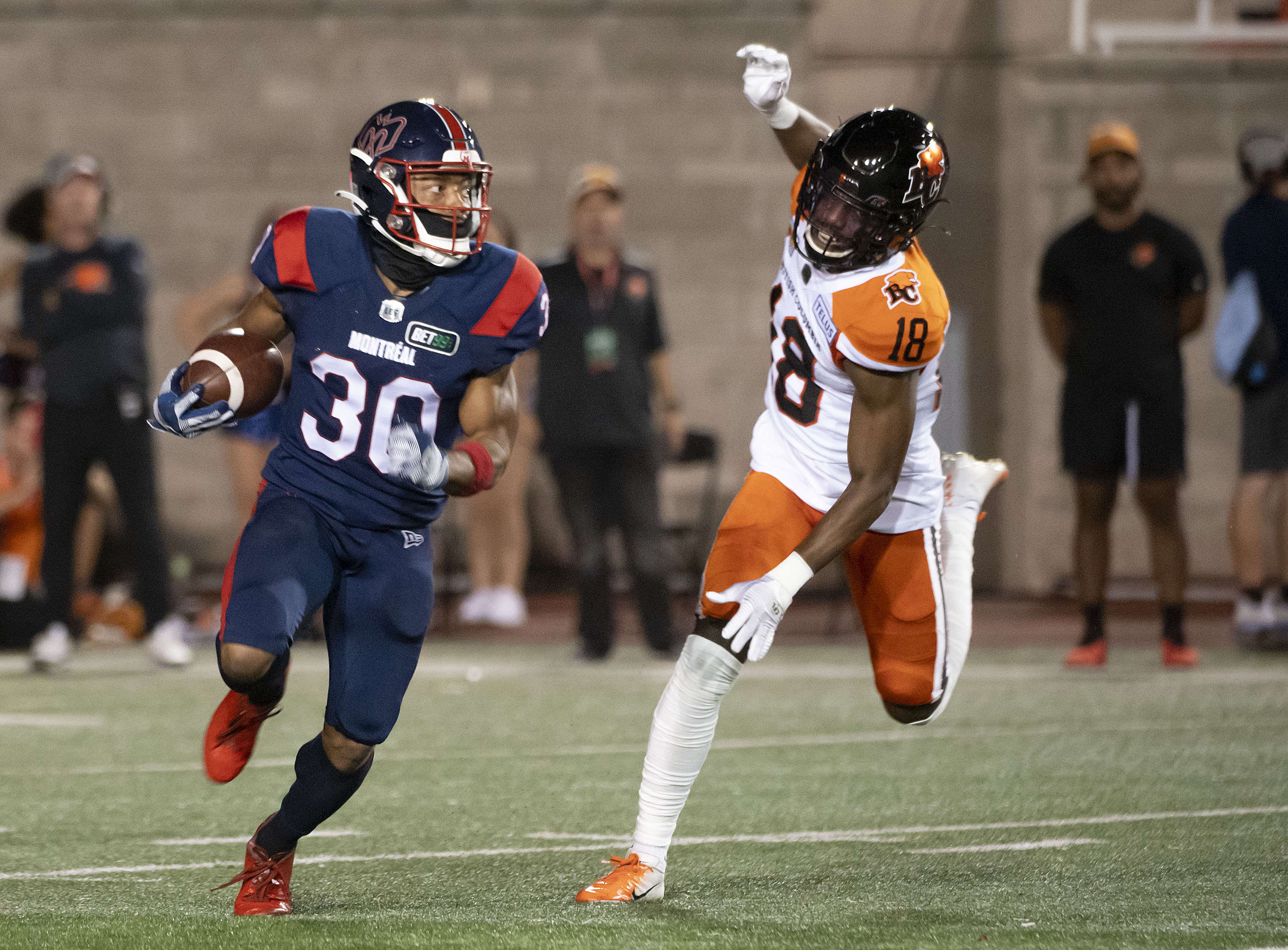 Hakeem Johnson (18) in action with the Lions in 2022 | Photo Courtesy: Canadian Press