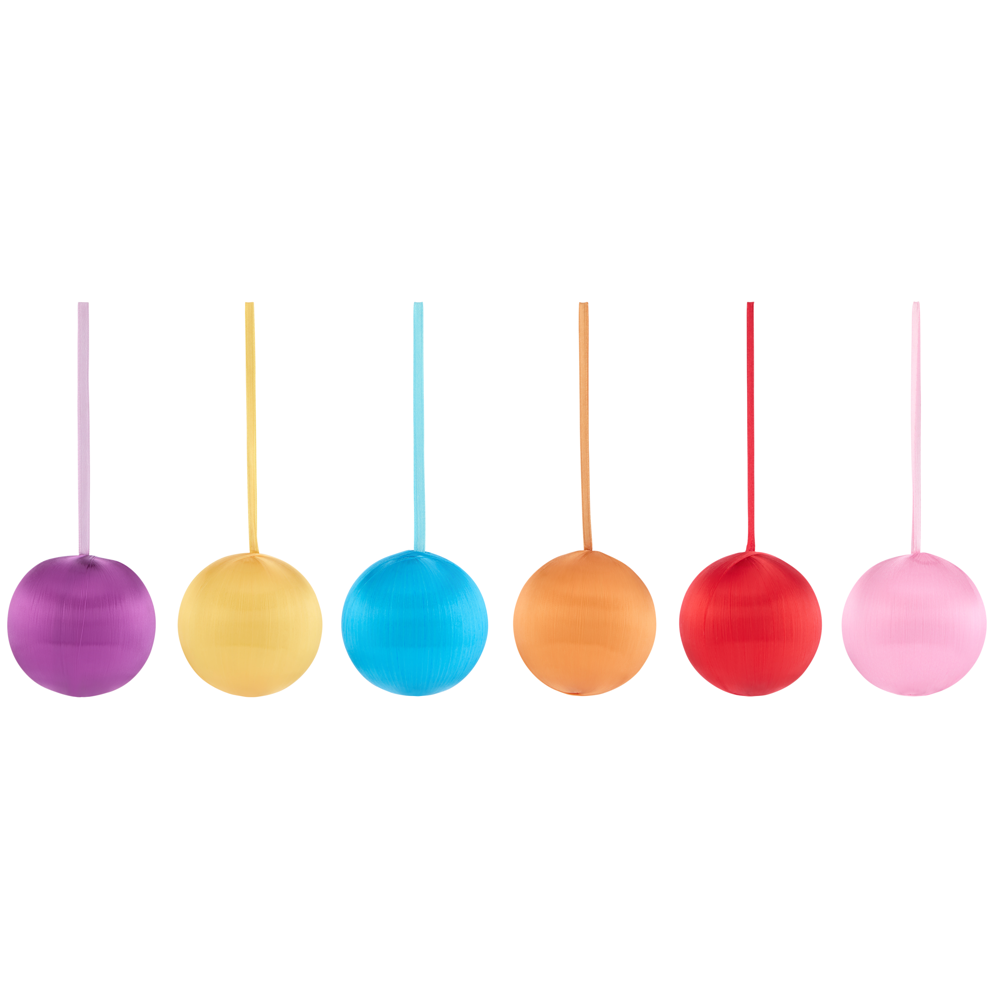 Habitat 6pk Hanging Decs - Bright Mini Baubles with Velvet Ribbons, £5, 5250147