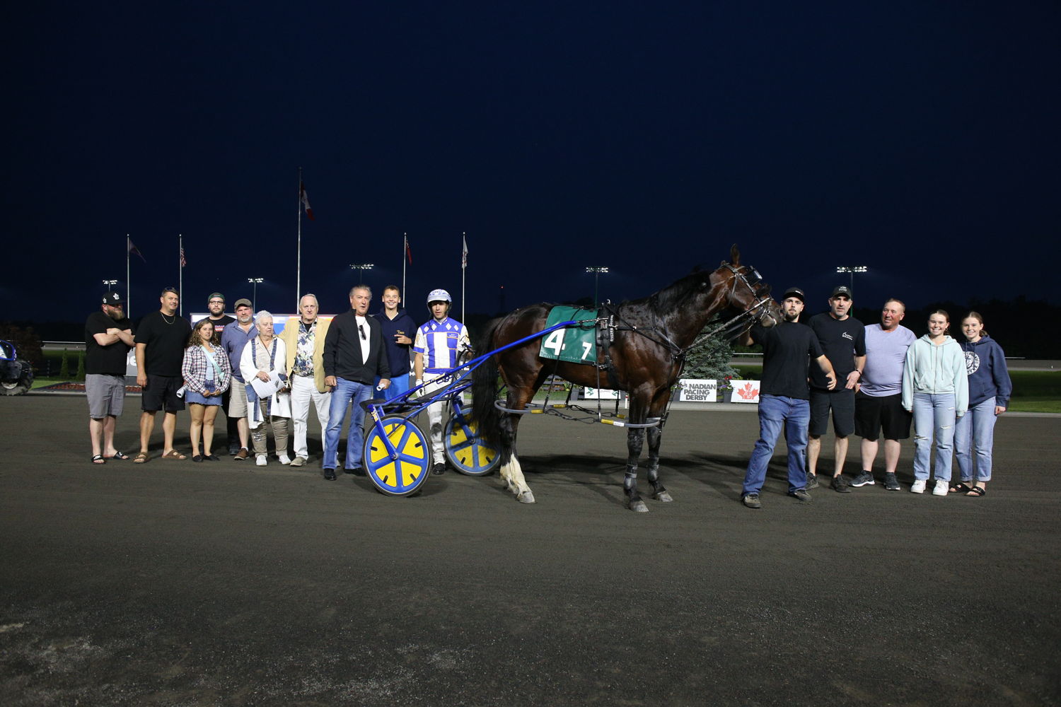 Lite Up The World and connections after winning the second Pepsi North America Cup elimination on June 7, 2025 at Woodbine Mohawk Park (New Image Media)