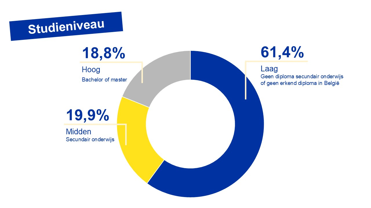 Verdeling van de Brusselse werkzoekenden volgens studieniveau - 05/2025