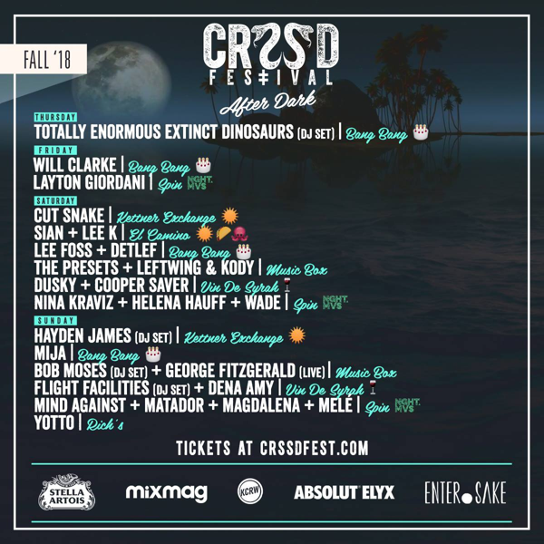 CRSSD Festival Announces By Day & After Dark Programming for Fall 2018