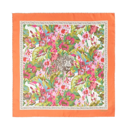 Leopard 90x90cm Silk Scarf - Orange by Liberty, £245 | www.libertylondon.com 