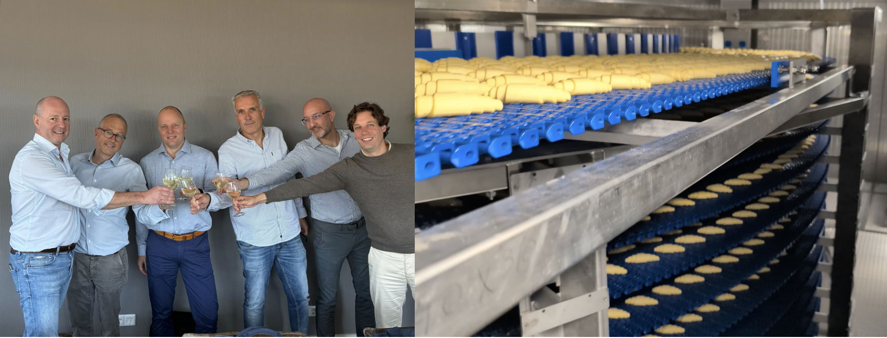 Van links naar rechts: Lode De Boe – CEO van Sticomax, Olivier Strobbe – Vybros Capital Partners, Alex van der Ree – Engineer bij ICS, Wilfred Wander – CEO van ICS, Isard Dubois – Project Manager bij ICS, Vincent Wunninck – CFO bij Sticomax. Van links naar rechts: Lode De Boe – CEO van Sticomax, Olivier Strobbe – Vybros Capital Partners, Alex van der Ree – Engineer bij ICS, Wilfred Wander – CEO van ICS, Isard Dubois – Project Manager bij ICS, Vincent Wunninck – CFO bij Sticomax.