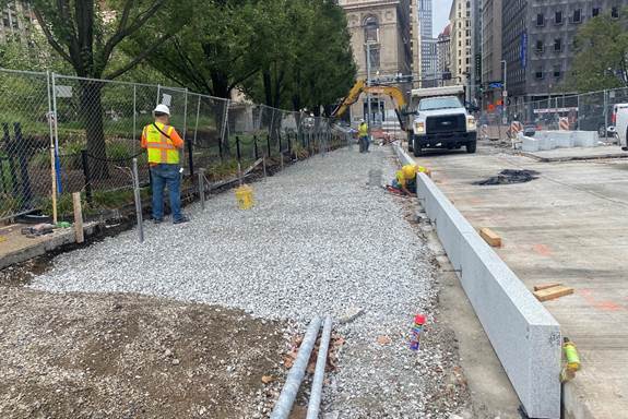 New granite curb recently placed on Sixth Avenue between Grant and Ross streets