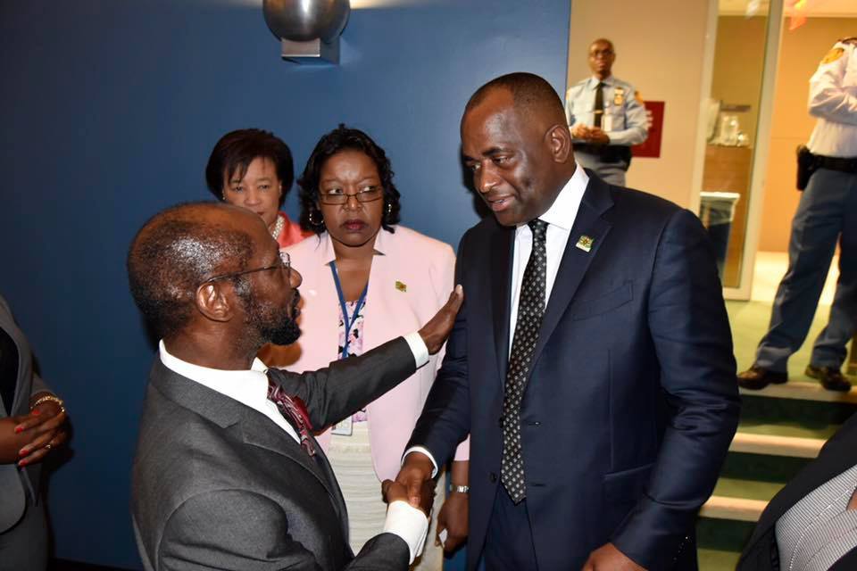 Prime Minister of the Commonwealth of Dominica the Hon. Roosevelt Skerrit meets fellow dignitaries at UNGA 