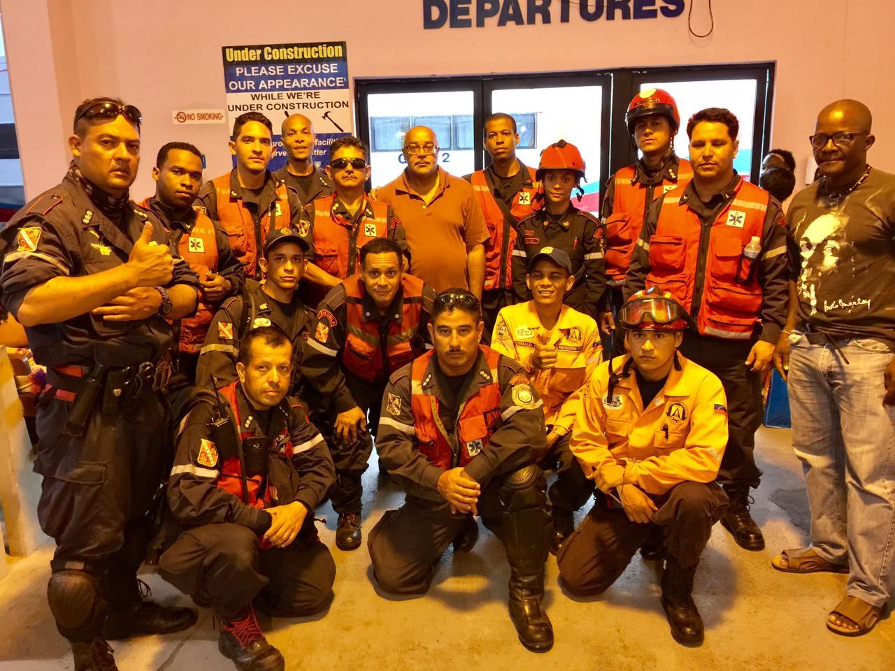 OECS Director General Dr. Didacus Jules meets with the Venezuelan Search and Rescue team prior to embarking on their life saving mission to Dominica