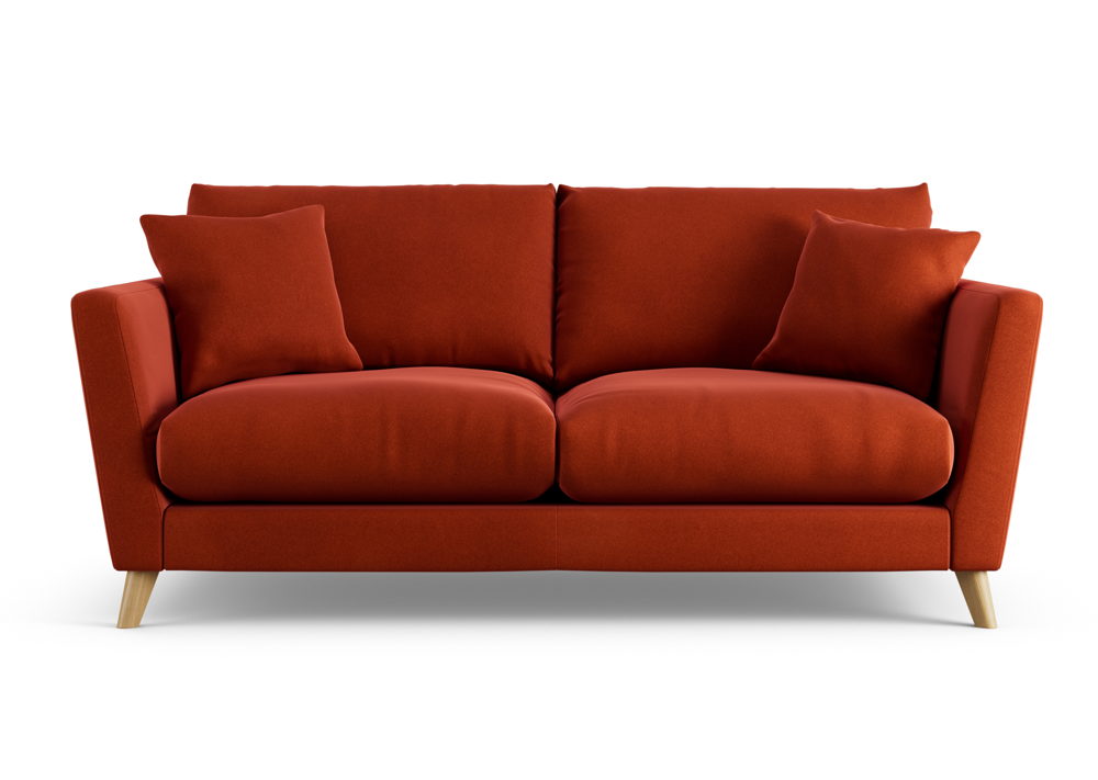 Habitat Lomond 3 Seater Velvet Burnt Orange Ash Leg, 6981532