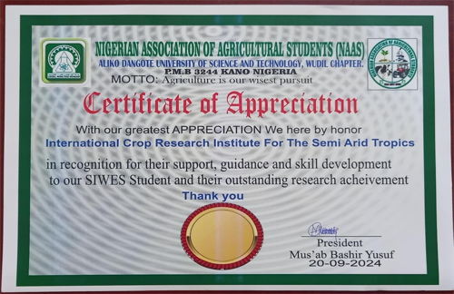 Certificate of Appreciation.