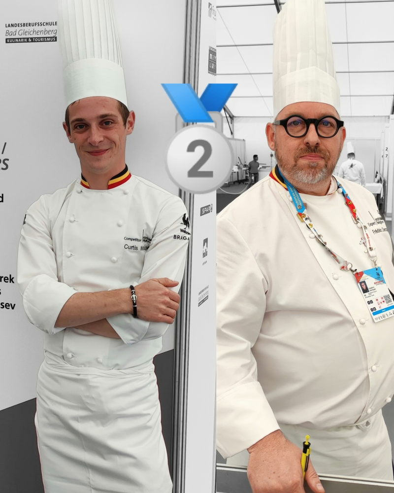 Félicitations à nos médaillés en cuisine, Curtis et son Expert Frédéric © WorldSkills Belgium Félicitations à nos médaillés en cuisine, Curtis et son Expert Frédéric © WorldSkills Belgium