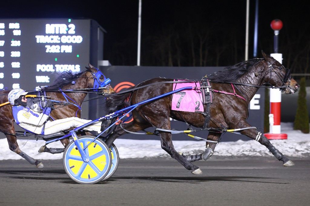 Firstofanera and James MacDonald winning Friday at Woodbine Mohawk Park. (New Image Media)