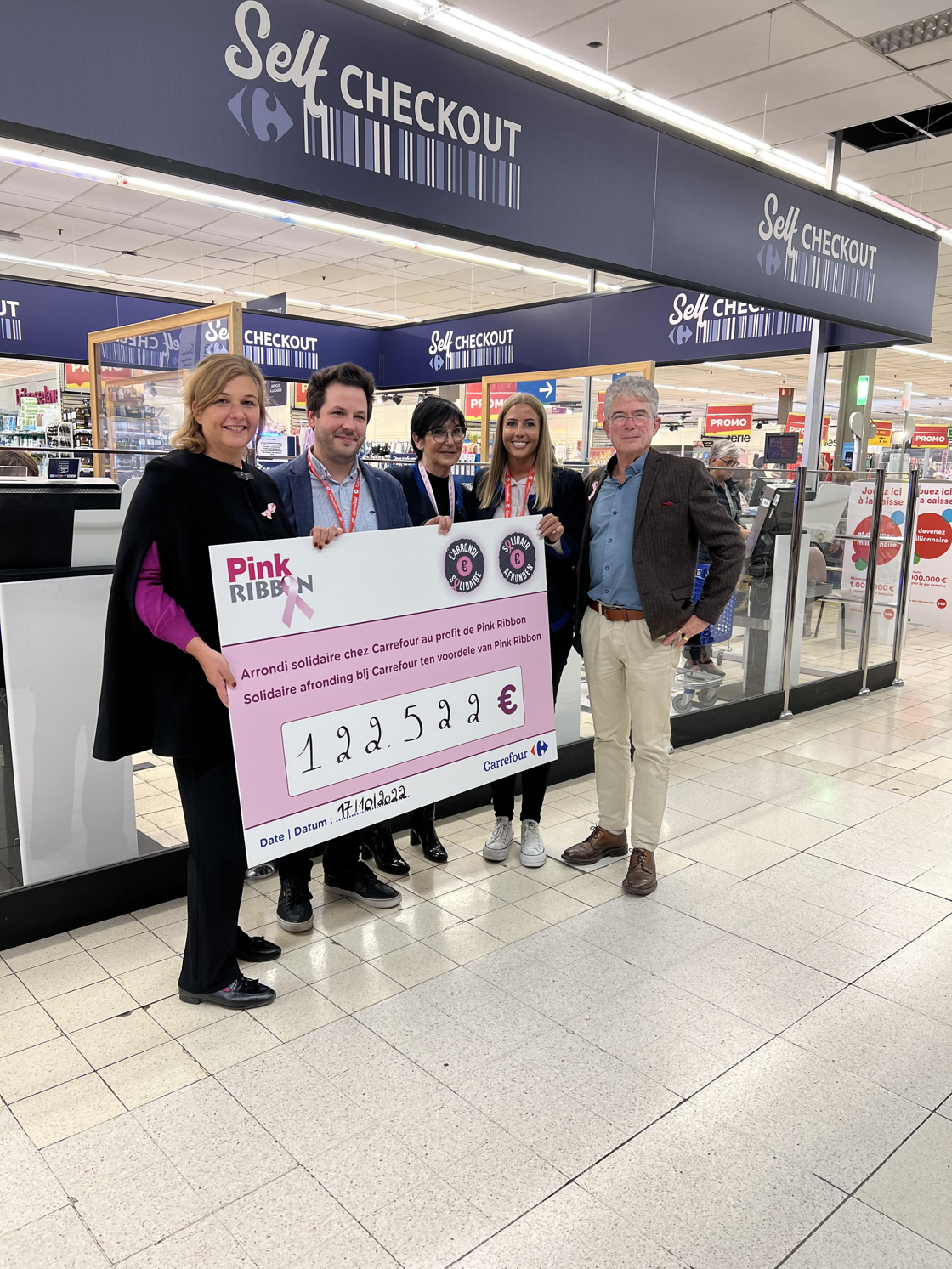 L’Arrondi Solidaire de Carrefour permet de récolter 122.522 € pour l’asbl Pink Ribbon