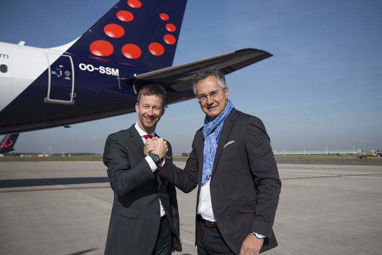 Brussels Airlines CCO Lars Redeligx en Ice-Watch Managing Director Thierry De Poerck