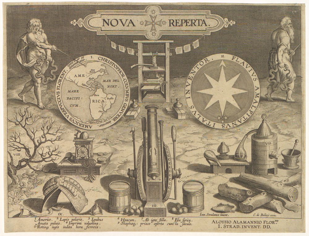 Nova Reperta - Cover van de prentenreeks. Uit de collectie van het Museum Plantin-Moretus