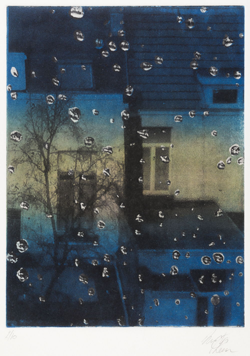 Leen Nuyts, Druppels, Aquatint + polymeerets, 530 x 430 