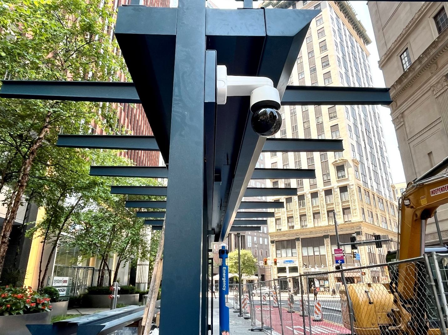 A new security camera recently installed at Wood Street PRTX Station