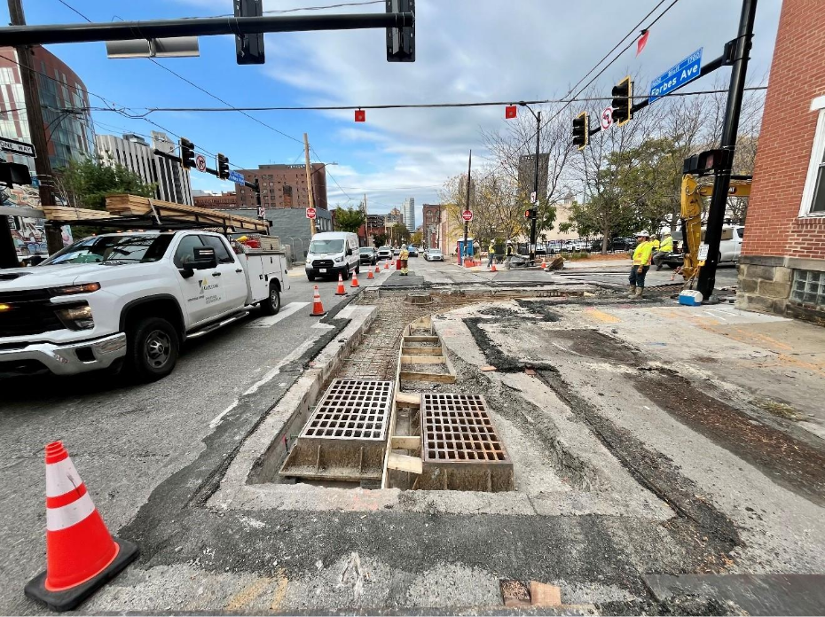 Storm inlets recently relocated at Forbes Avenue and Van Braam Street Storm inlets recently relocated at Forbes Avenue and Van Braam Street